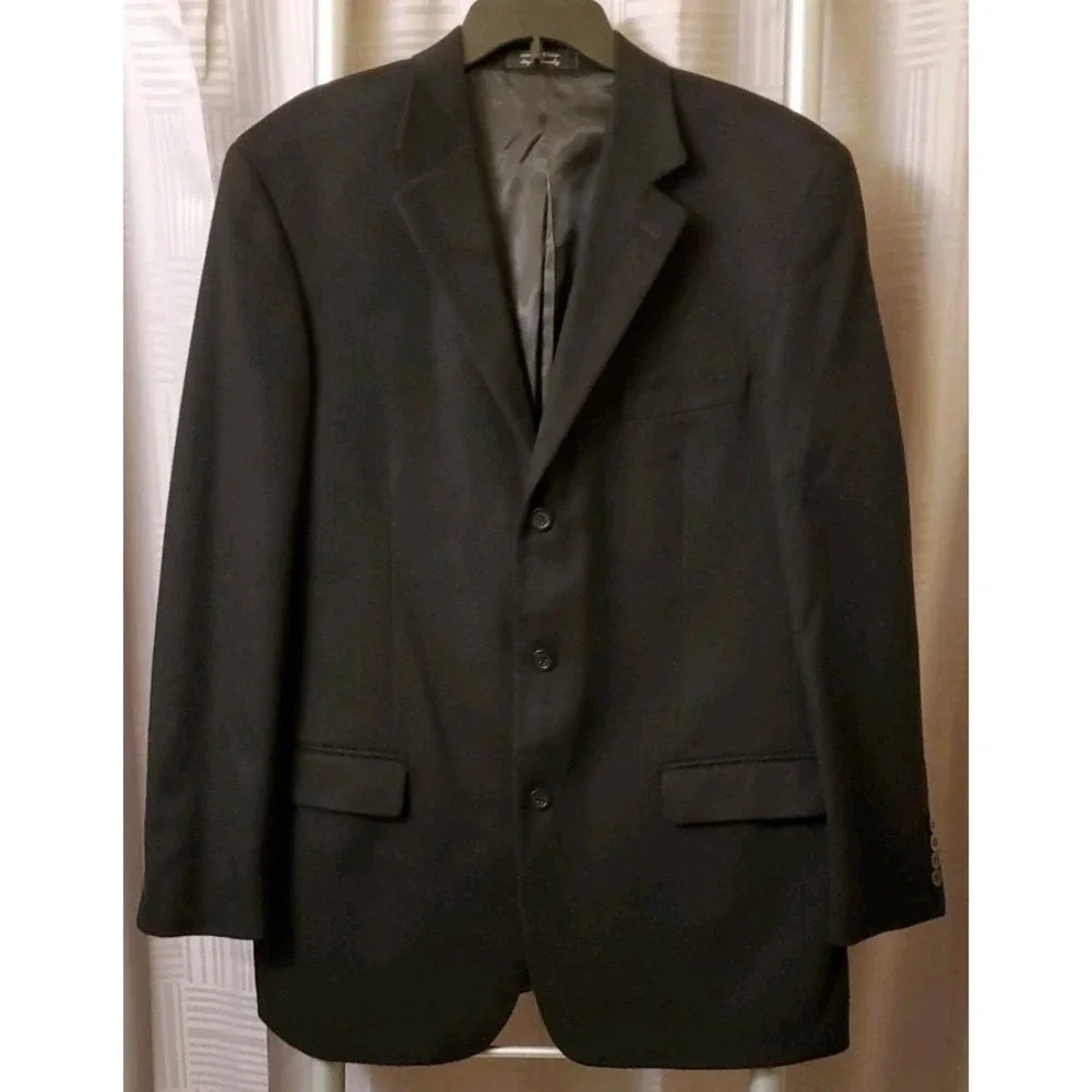 Andrew Fezza Blazer Men's‎ Black 100% Cashmere 3 Button Sz. 42L
